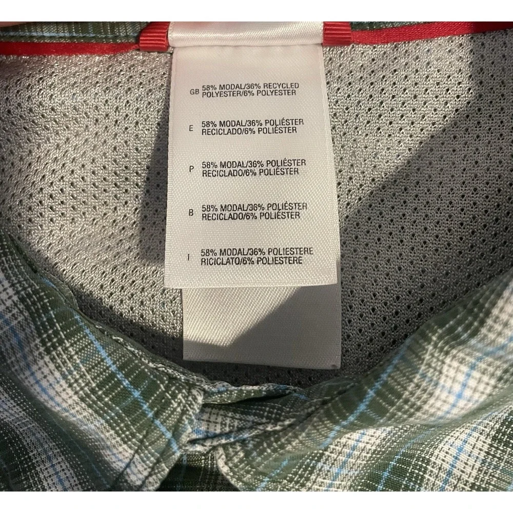 The North Face Button Up Shirt Mens Lg Green Plaid Short Sleeve Hiking Gorpcore